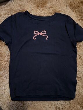 Hollister Navy Short-Sleeve Tee with Pink Bow
